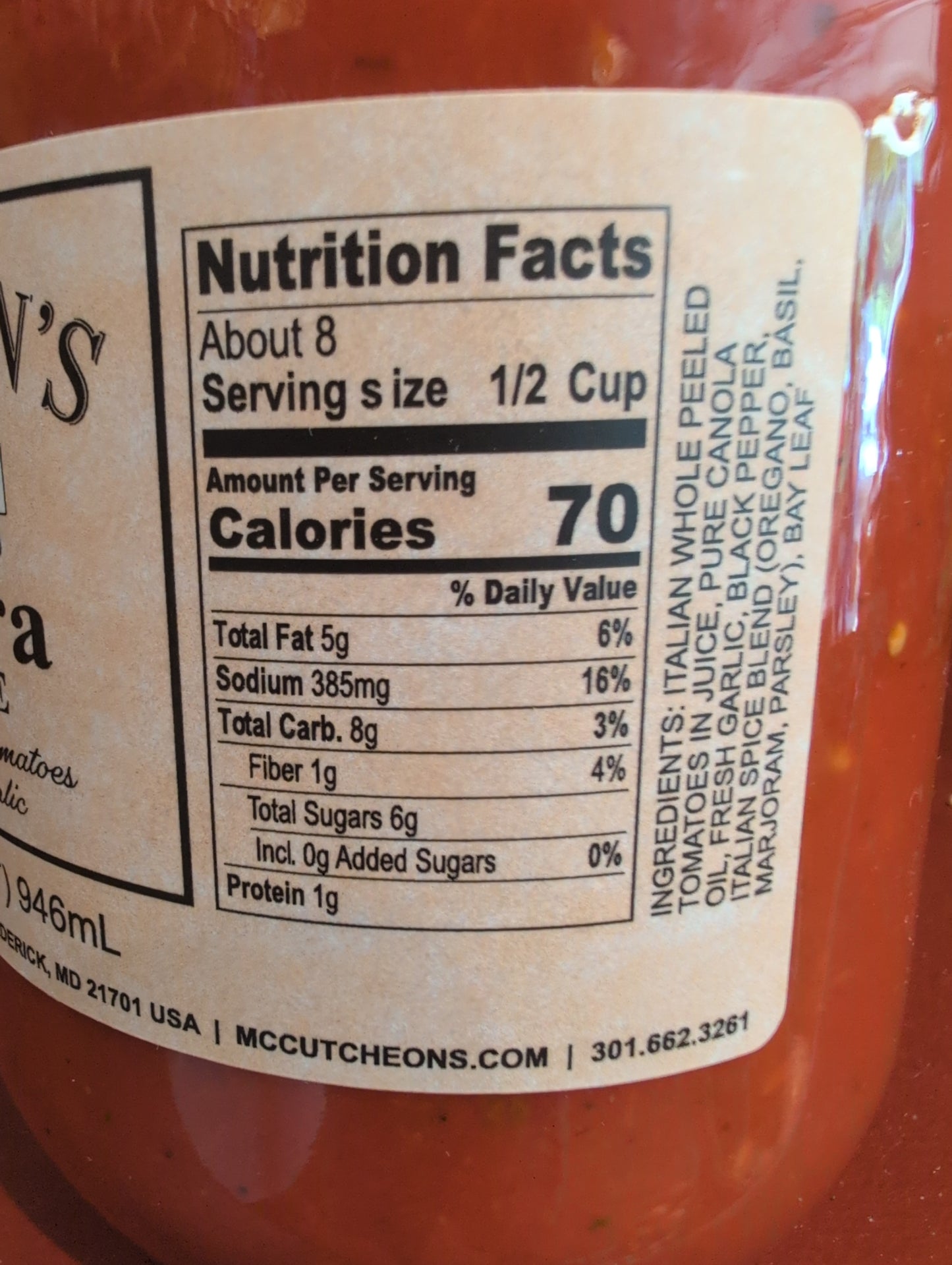 McCutcheons Marinara Sauce