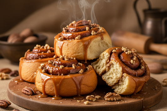 sticky buns with nuts on top